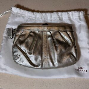 Coach Ergo Platinum Leather Wristlet